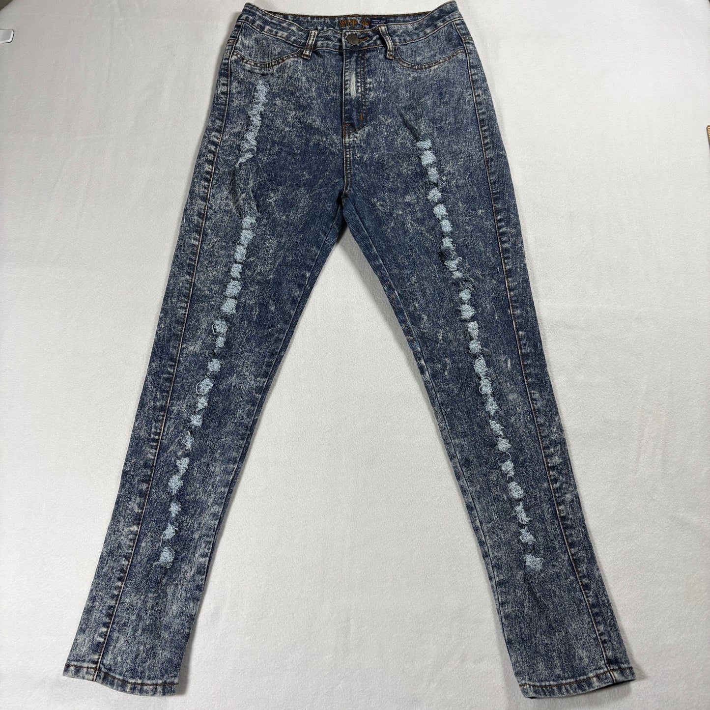 Vintage Acid Wash Jeans Womens Size 13/14 Skinny Distressed Y2K Denim Retro FitS