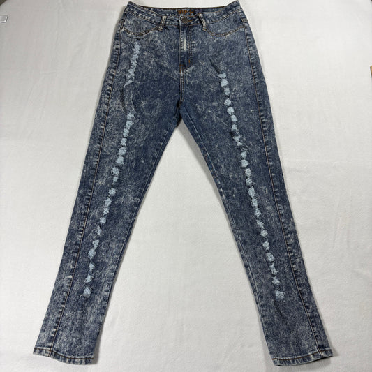 Vintage Acid Wash Jeans Womens Size 13/14 Skinny Distressed Y2K Denim Retro FitS