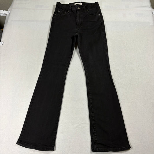Levis 725 High Rise Bootcut Jeans Womens 26 Black Flare Retro Y2K Denim