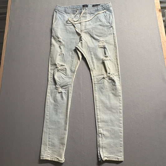 Cotton On Slim Urban Zip Jeans Joggers Mens 32 Fits Like 34x31 Distressed