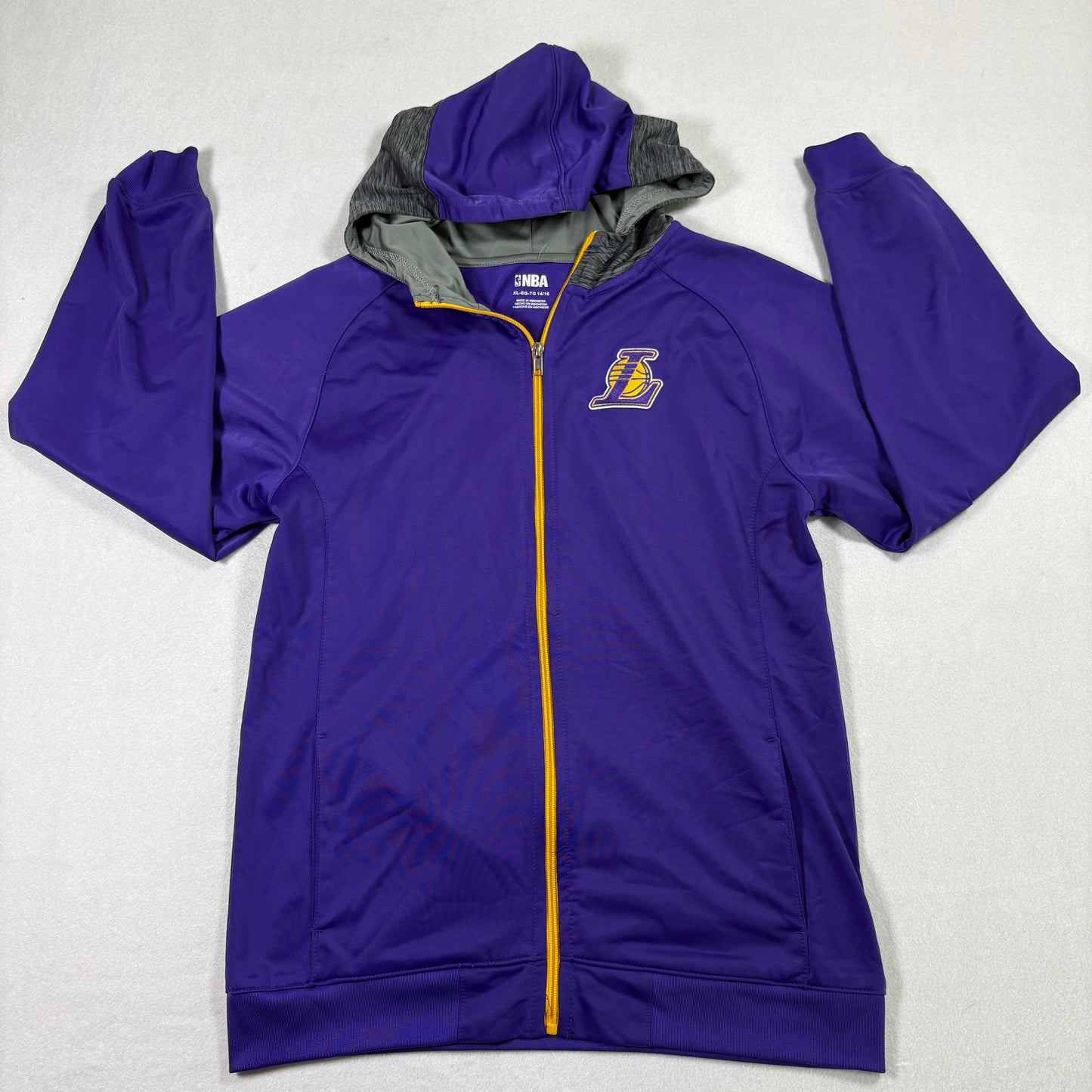 NBA Los Angeles Lakers youth XL hoodie purple zip up jacket basketball fan gear