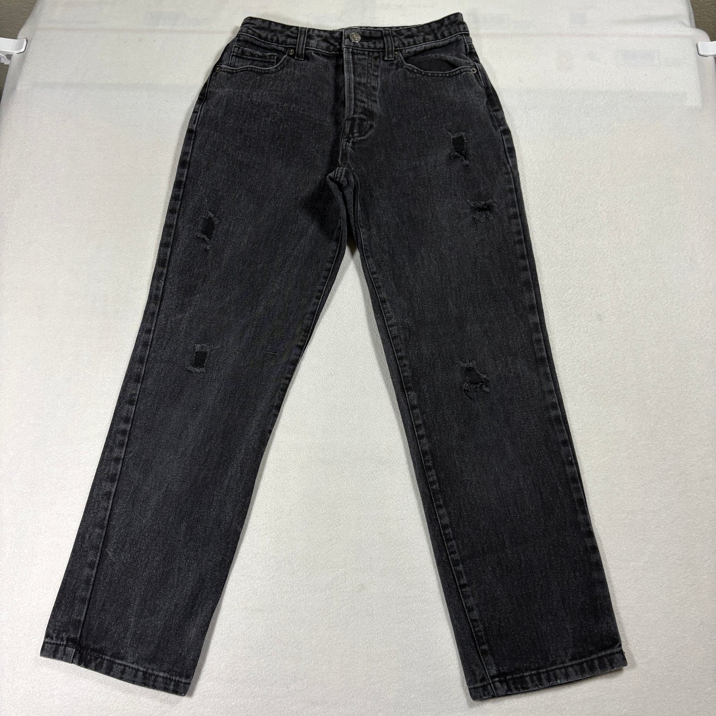 Forever 21 Distressed Black Jeans Womens 26 Vintage Y2K Grunge Straight Leg