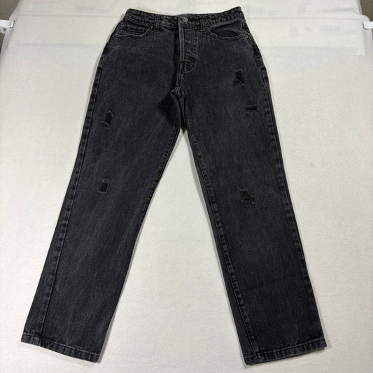 Forever 21 Distressed Black Jeans Womens 26 Vintage Y2K Grunge Straight Leg