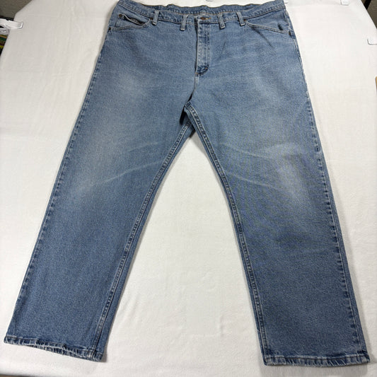 Wrangler Jeans Mens 46x30 Classic Straight Leg Light Wash Vintage Denim USA Fits