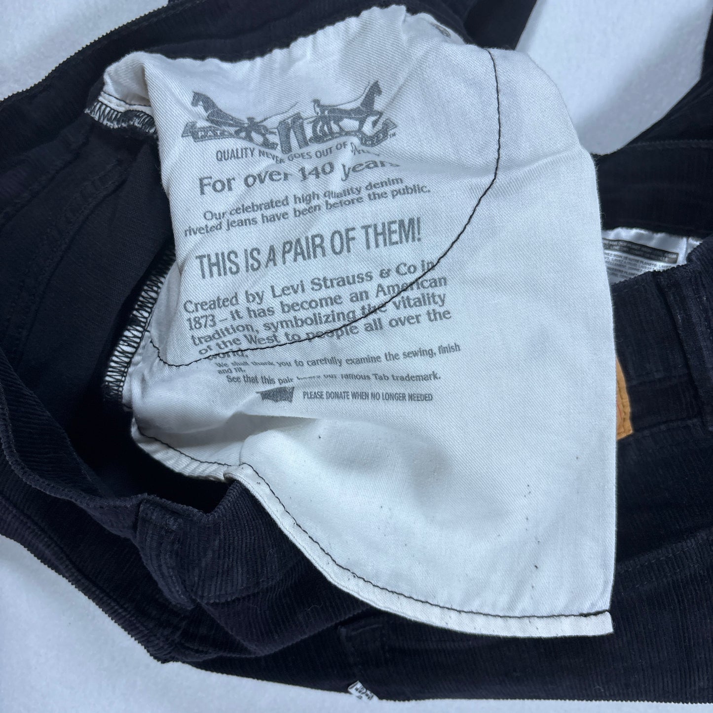 Levi’s 514 Men’s Corduroy Pants Black W34 L36 Straight Leg Casual