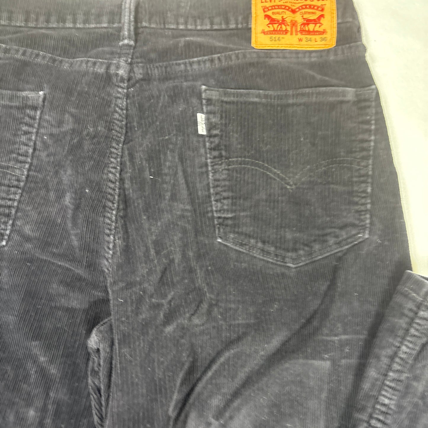 Levi’s 514 Men’s Corduroy Pants Black W34 L36 Straight Leg Casual