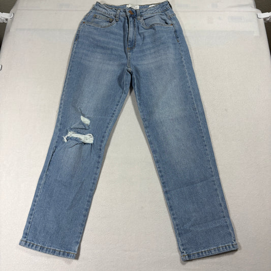 Cotton On Distressed Straight Leg Jeans Womens 6 Light Wash Y2K Vintage