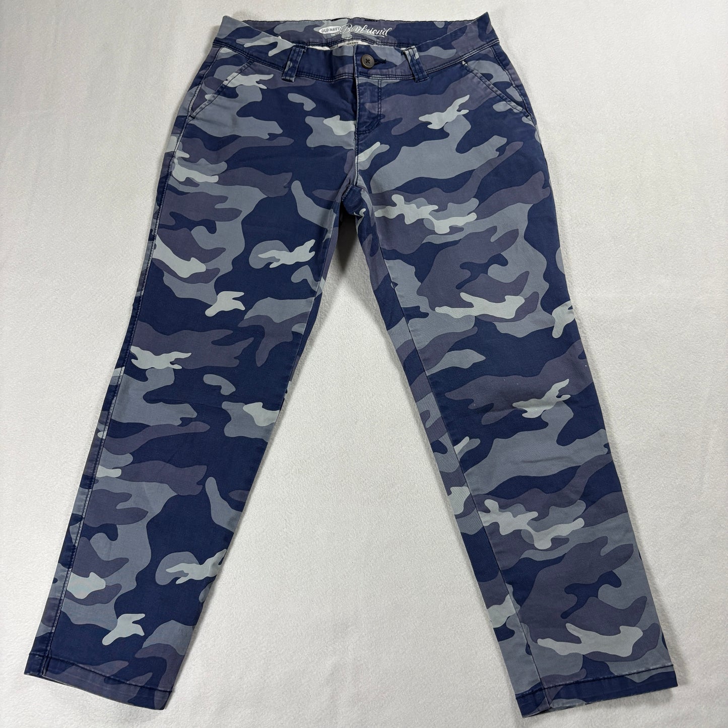 Old Navy Camo Pants Womens 2 Petite Blue Y2K Boyfriend Straight Leg Fit Vintage!