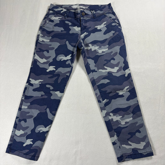 Old Navy Camo Pants Womens 2 Petite Blue Y2K Boyfriend Straight Leg Fit Vintage!