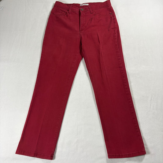 Lee Classic Fit Pants Womens 10 Petite Red Vintage Straight Leg Stretch Y2K Retro