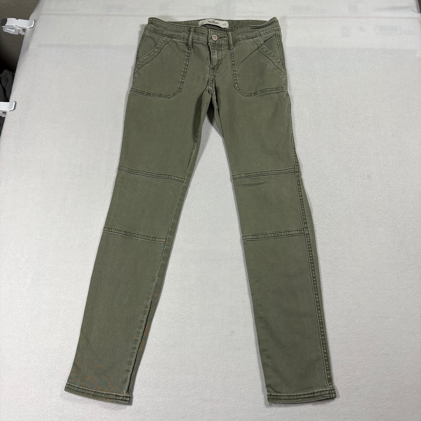 Hollister Utility Skinny Pants Womens 25 Olive Green Y2K Cargo Style Stretch