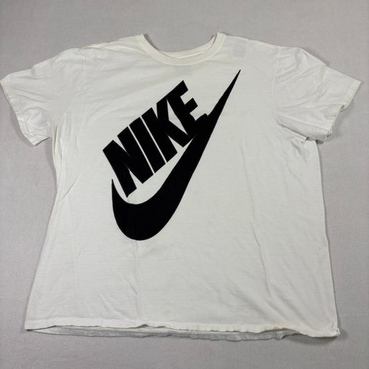 Nike Mens XL T Shirt White Black Big Logo Graphic Tee Vintage Y2K Grunge