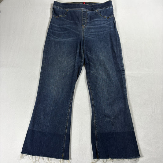 Spanx Jeans Womens Large Dark Wash Bootcut Stretch Raw Hem Y2K Vintage Denim Fit
