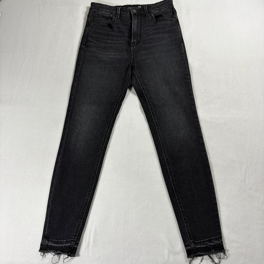 Stradivarius Jeans Womens 38 Black Skinny Raw Hem Y2K Vintage Stretch Denim Fits