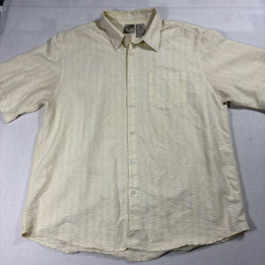 Ocean Pacific Shirt Mens XXL Cream Microprint Short Sleeve Retro Surf Casual