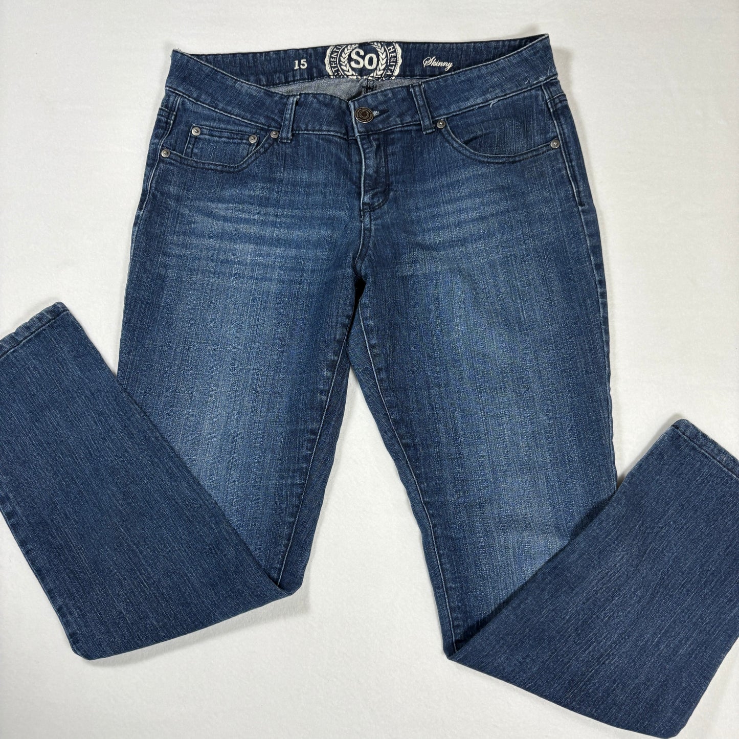 SO Jeans Womens 15 Blue Skinny Mid Rise Stretch Denim Casual Everyday Pants