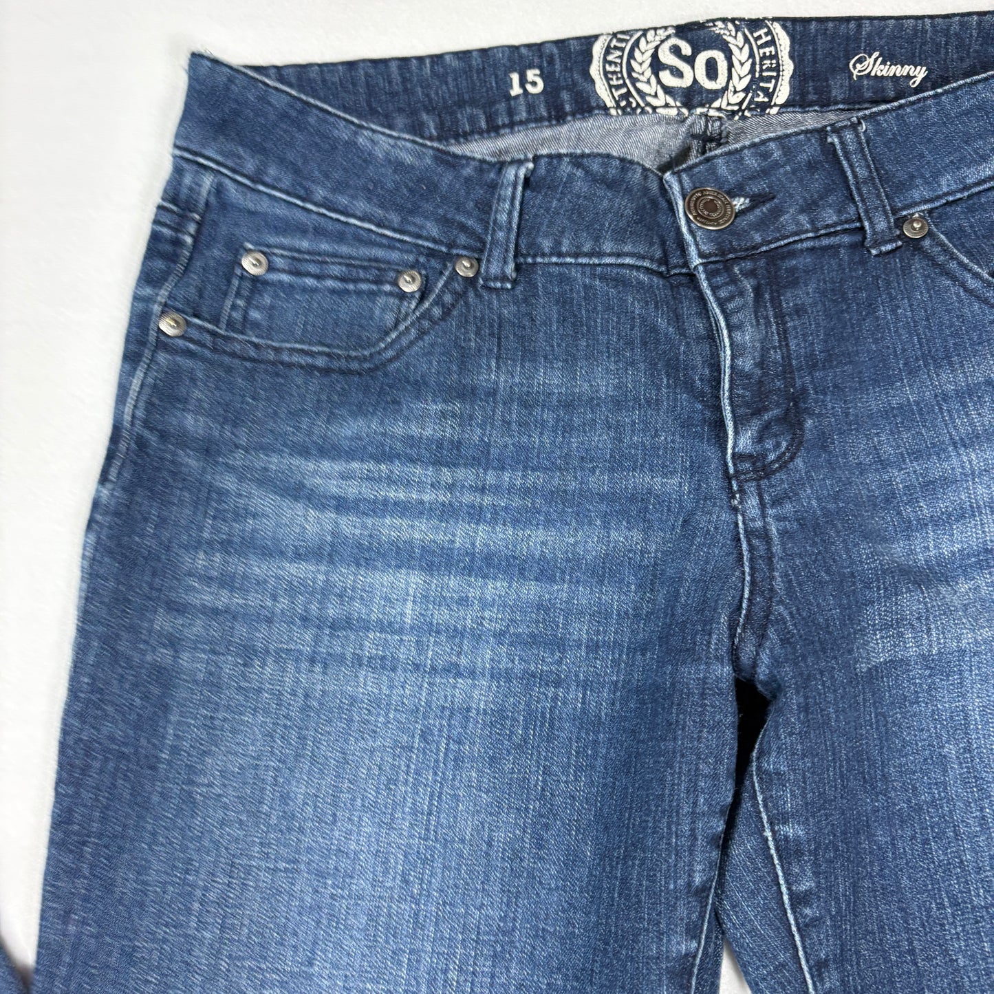 SO Jeans Womens 15 Blue Skinny Mid Rise Stretch Denim Casual Everyday Pants