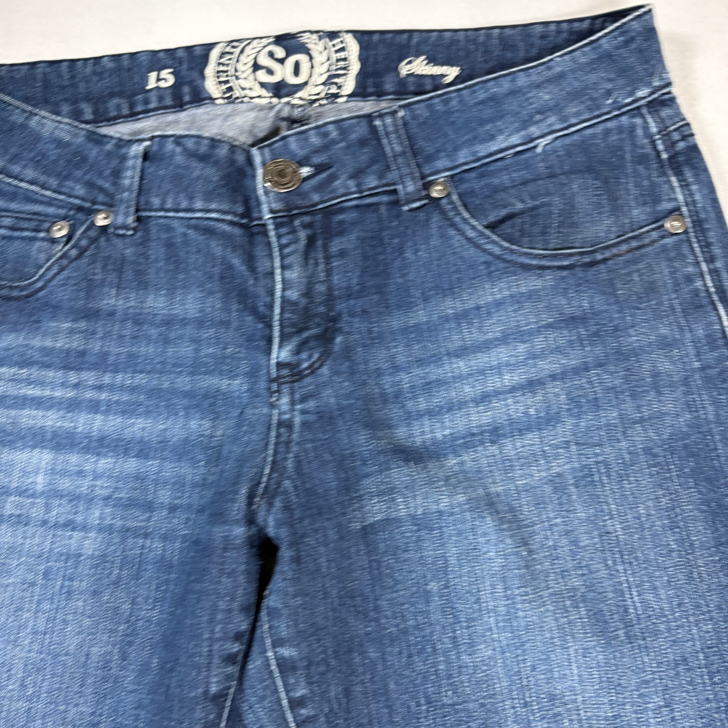 SO Jeans Womens 15 Blue Skinny Mid Rise Stretch Denim Casual Everyday Pants