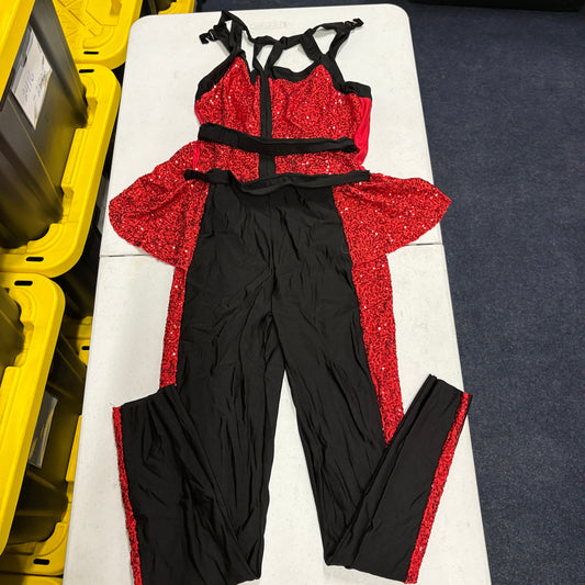 Costume Gallery Sequin Dance Costume LA Red Black Jazz Contemporary Set