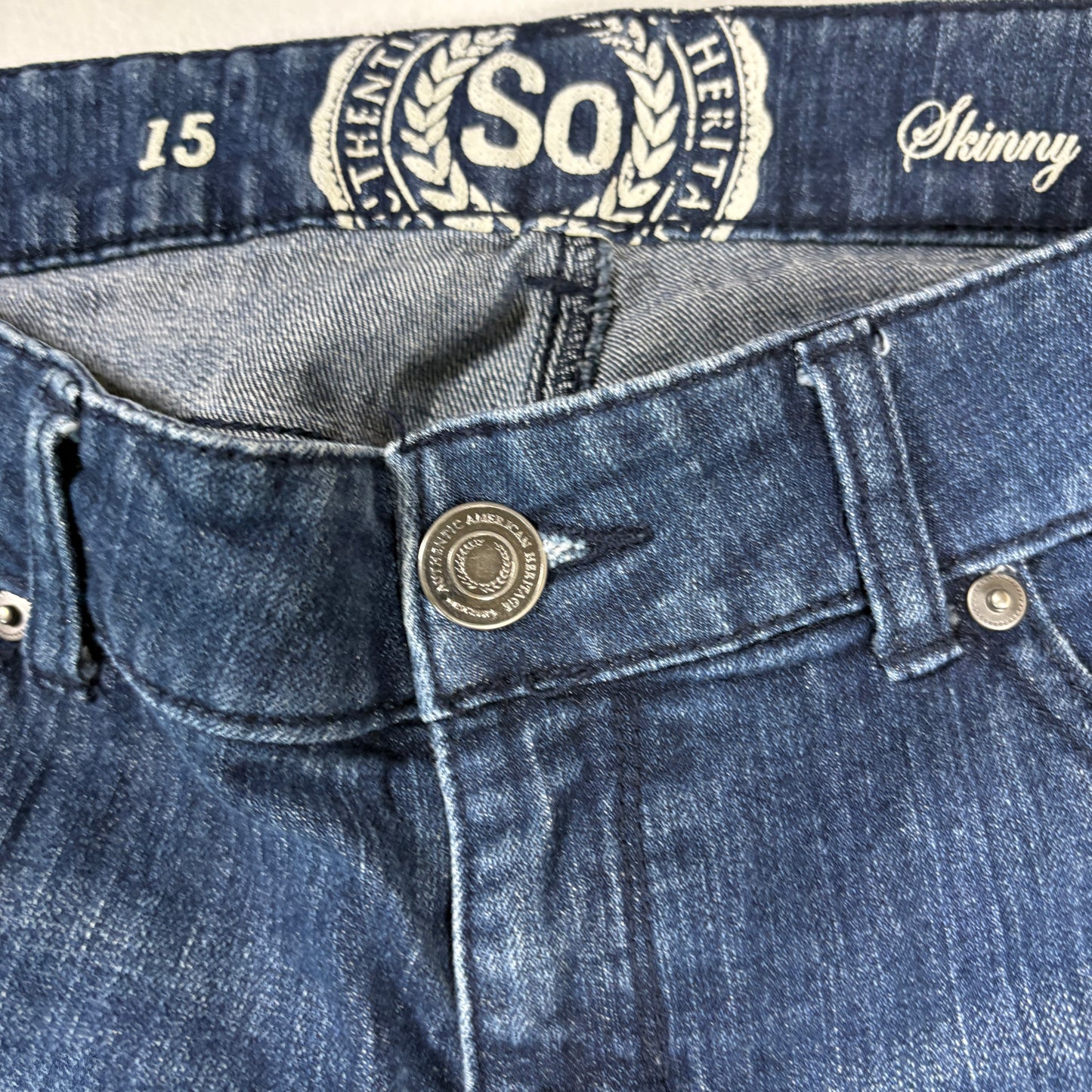 SO Jeans Womens 15 Blue Skinny Mid Rise Stretch Denim Casual Everyday Pants