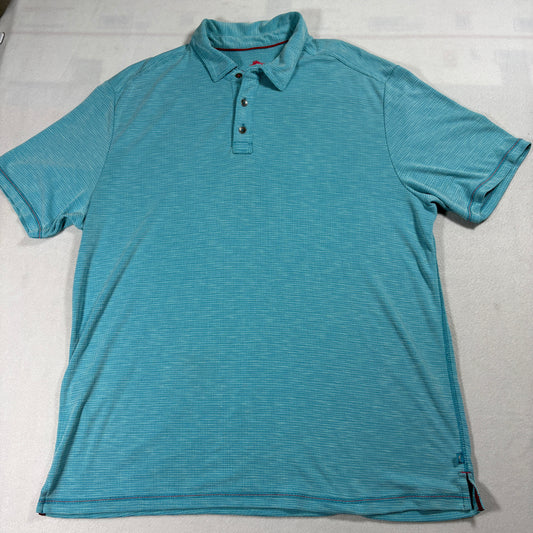 Tommy Bahama Island Zone Polo Mens XL Blue Performance Knit Casual Shirt