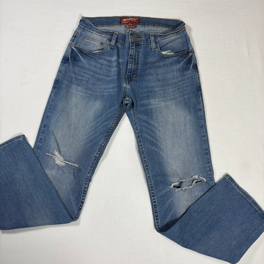 Arizona Jeans Mens 30x30 Blue Distressed Slim Straight Flex Denim Stretch Casual