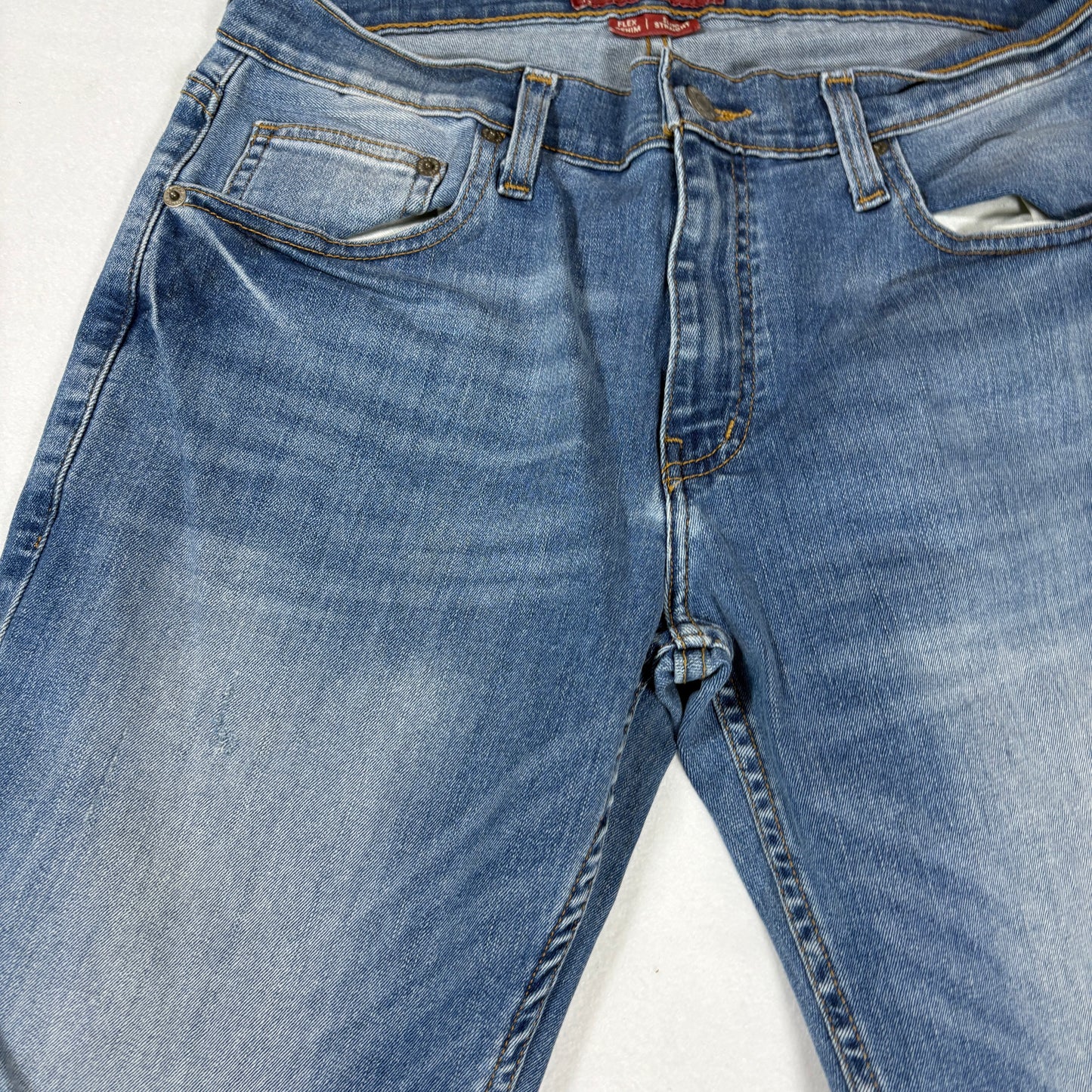 Arizona Jeans Mens 30x30 Blue Distressed Slim Straight Flex Denim Stretch Casual