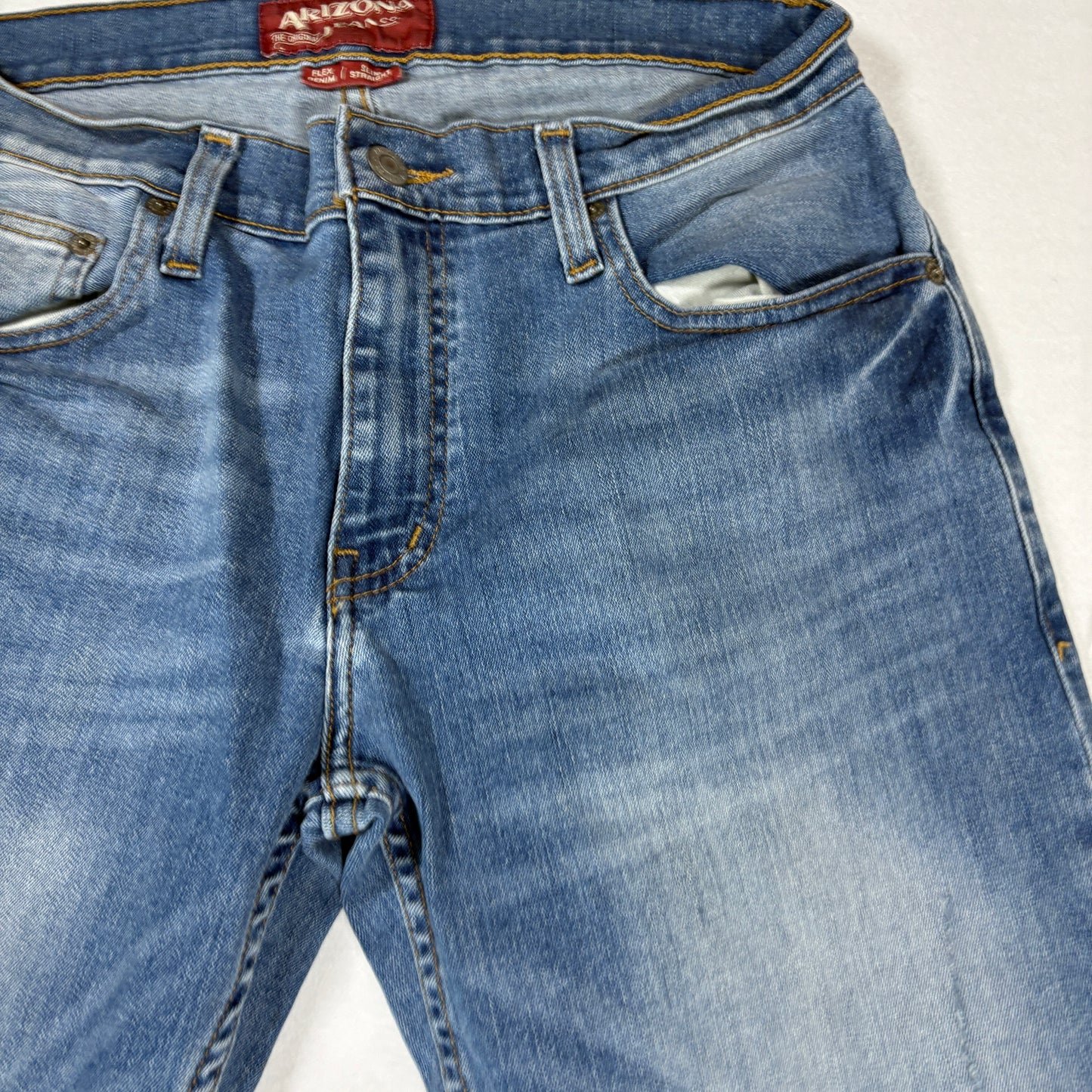 Arizona Jeans Mens 30x30 Blue Distressed Slim Straight Flex Denim Stretch Casual