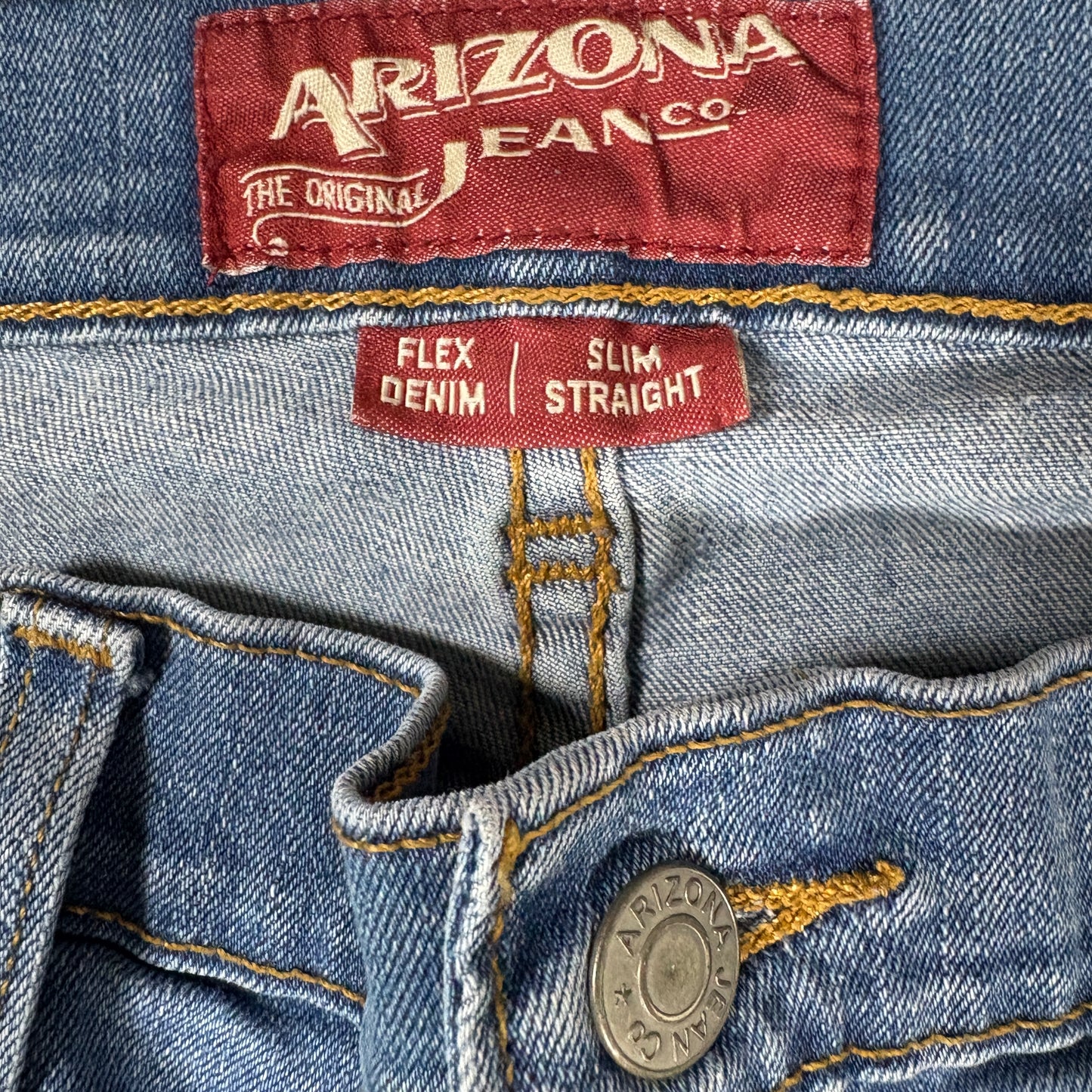 Arizona Jeans Mens 30x30 Blue Distressed Slim Straight Flex Denim Stretch Casual