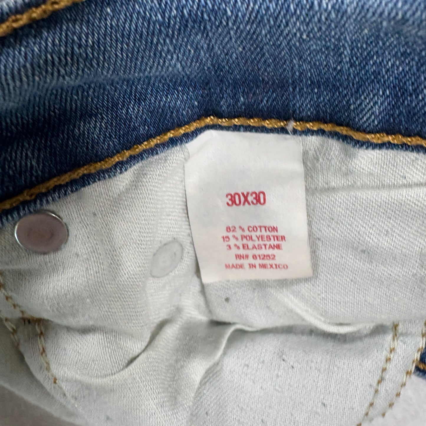 Arizona Jeans Mens 30x30 Blue Distressed Slim Straight Flex Denim Stretch Casual