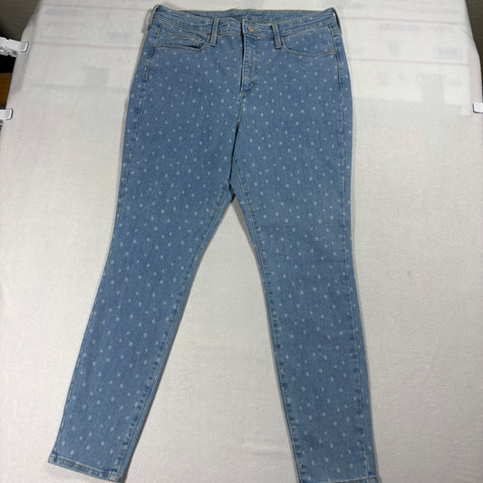 Universal Thread Jeans Womens 14/32R Light Wash Polka Dot Skinny Denim