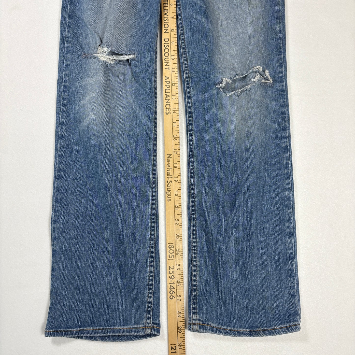 Arizona Jeans Mens 30x30 Blue Distressed Slim Straight Flex Denim Stretch Casual