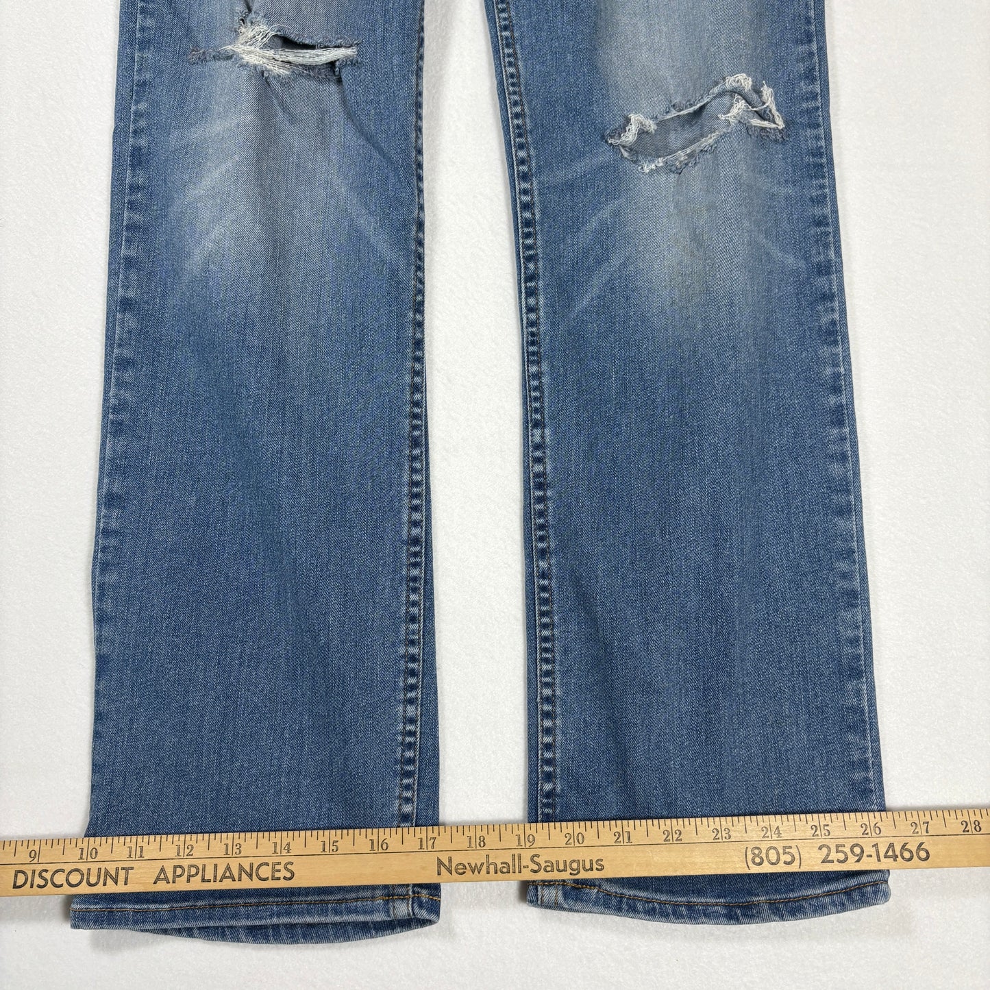 Arizona Jeans Mens 30x30 Blue Distressed Slim Straight Flex Denim Stretch Casual