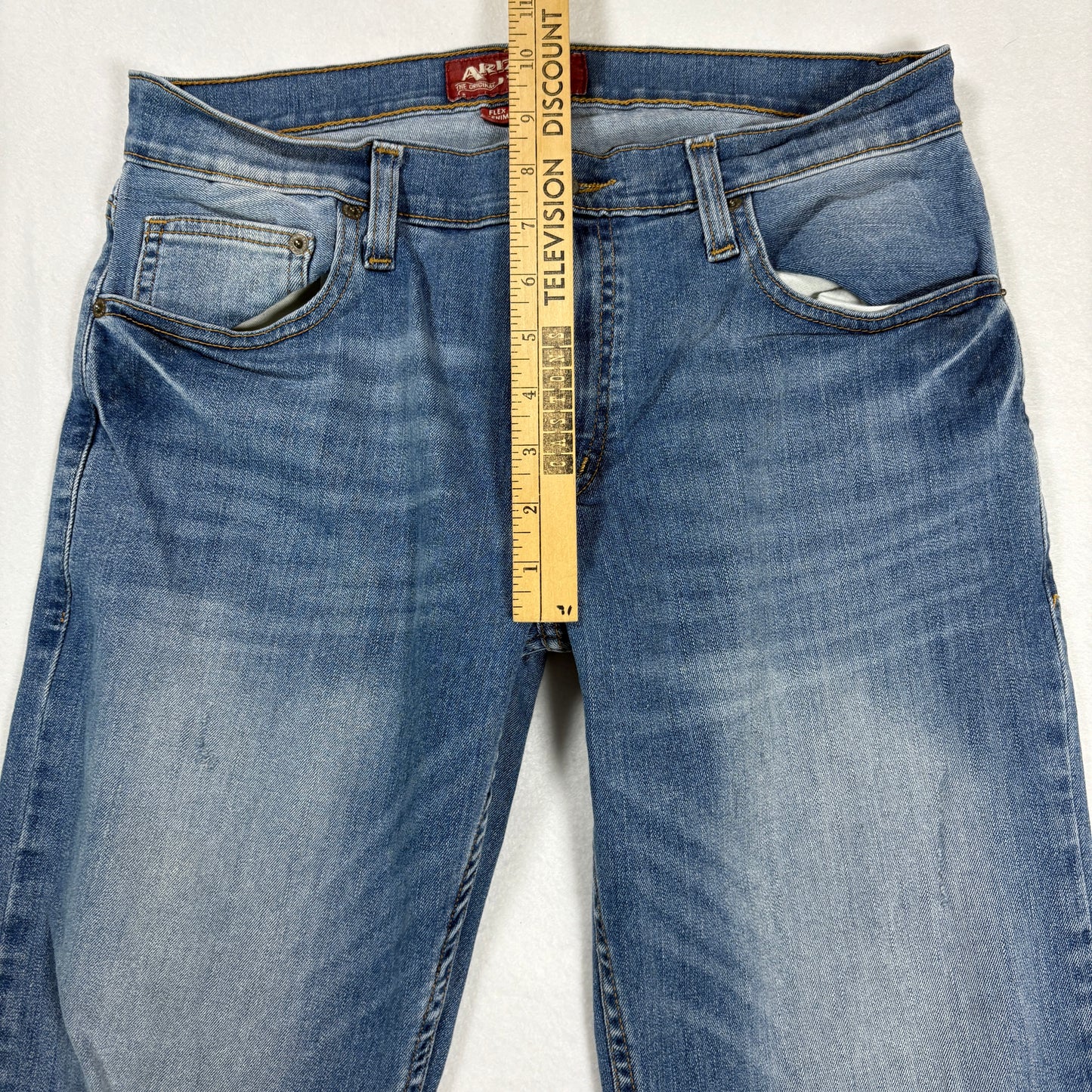 Arizona Jeans Mens 30x30 Blue Distressed Slim Straight Flex Denim Stretch Casual