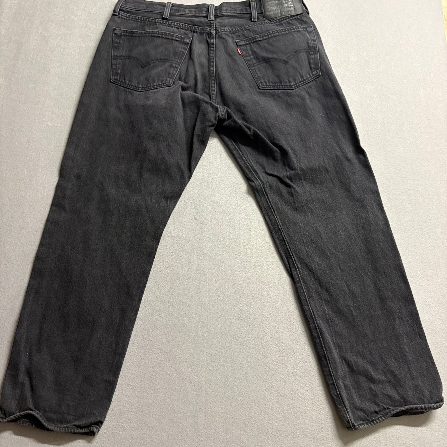 Levi's 501 Original Fit Jeans Mens 40x32 Black Denim Button Fly Pants