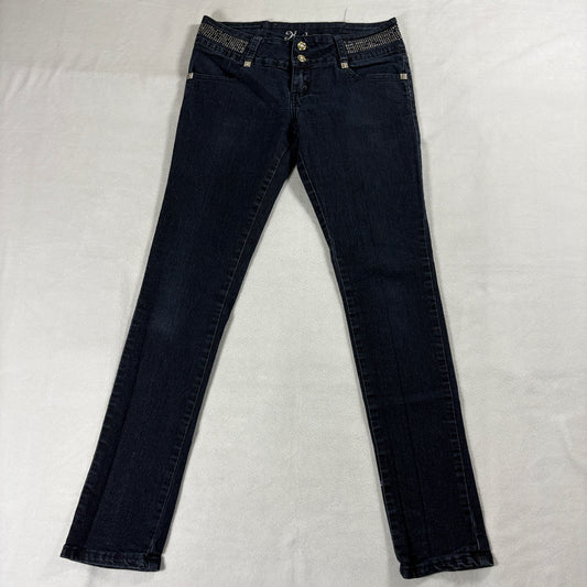 Studded Skinny Jeans Y2K Glam Kaba Tag 9 Fits Like 29X30 Blue Stretch Denim