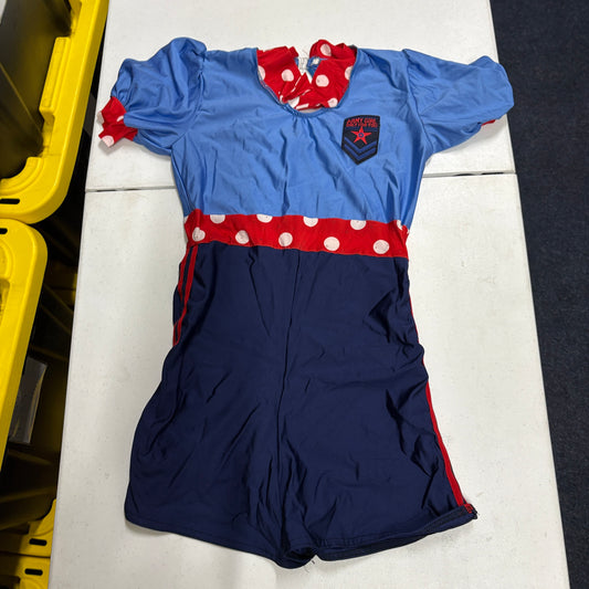 Awish Come True Dance Costume MA Blue Red Polka Dot Retro Romper Costume