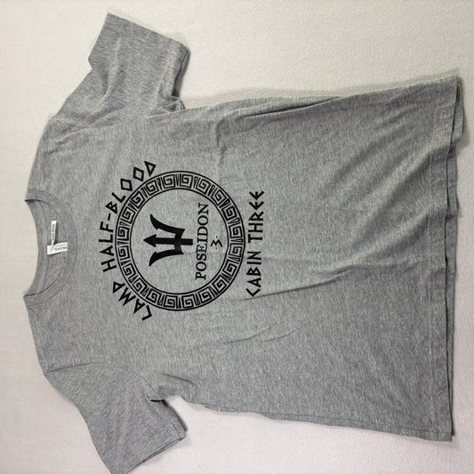 Percy Jackson Mens L Gray T Shirt Camp Half Blood Poseidon Cabin 3 Graphic Tee