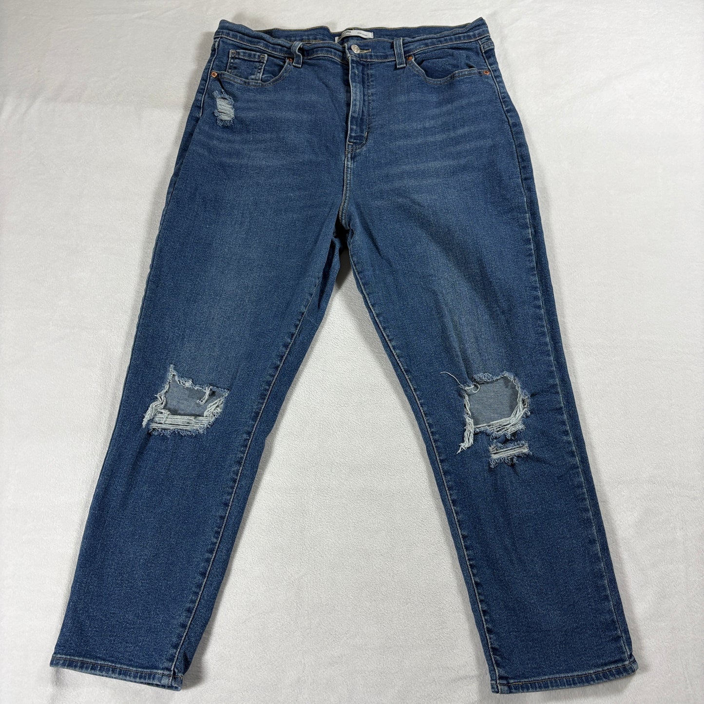 Levis Signature Mom Jeans Distressed Tapered Tag 16 W33 Blue Denim Ripped 34x26