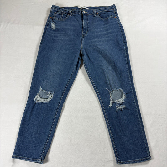 Levis Signature Mom Jeans Distressed Tapered Tag 16 W33 Blue Denim Ripped 34x26