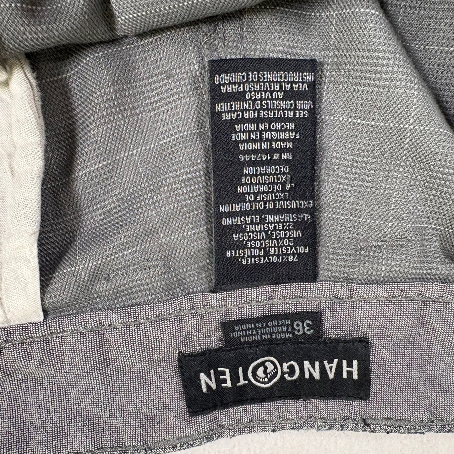 Hang Ten Mens 36 Gray Plaid Shorts Casual Checkered Stretch Flat Front Surf Skate