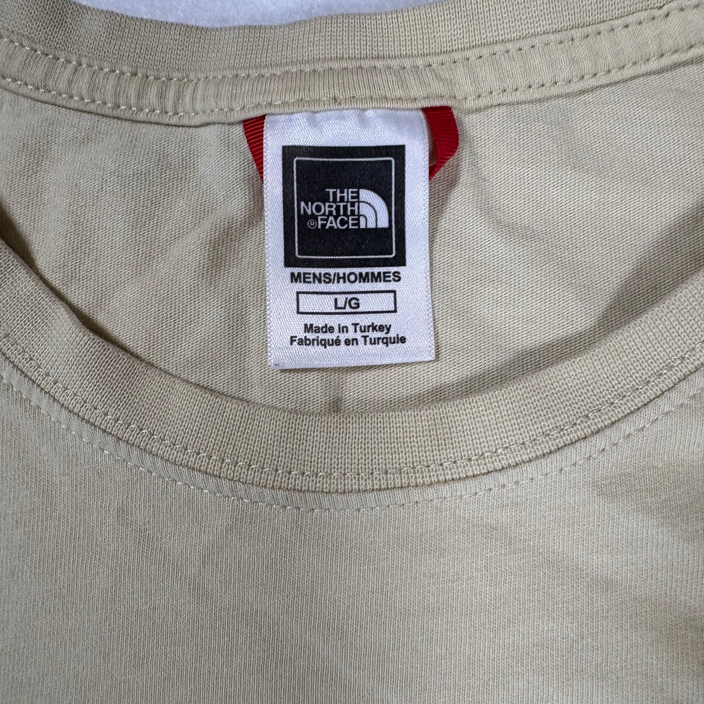 The North Face T-Shirt Mens Large Beige Short Sleeve Logo Tee Outdoor Casual