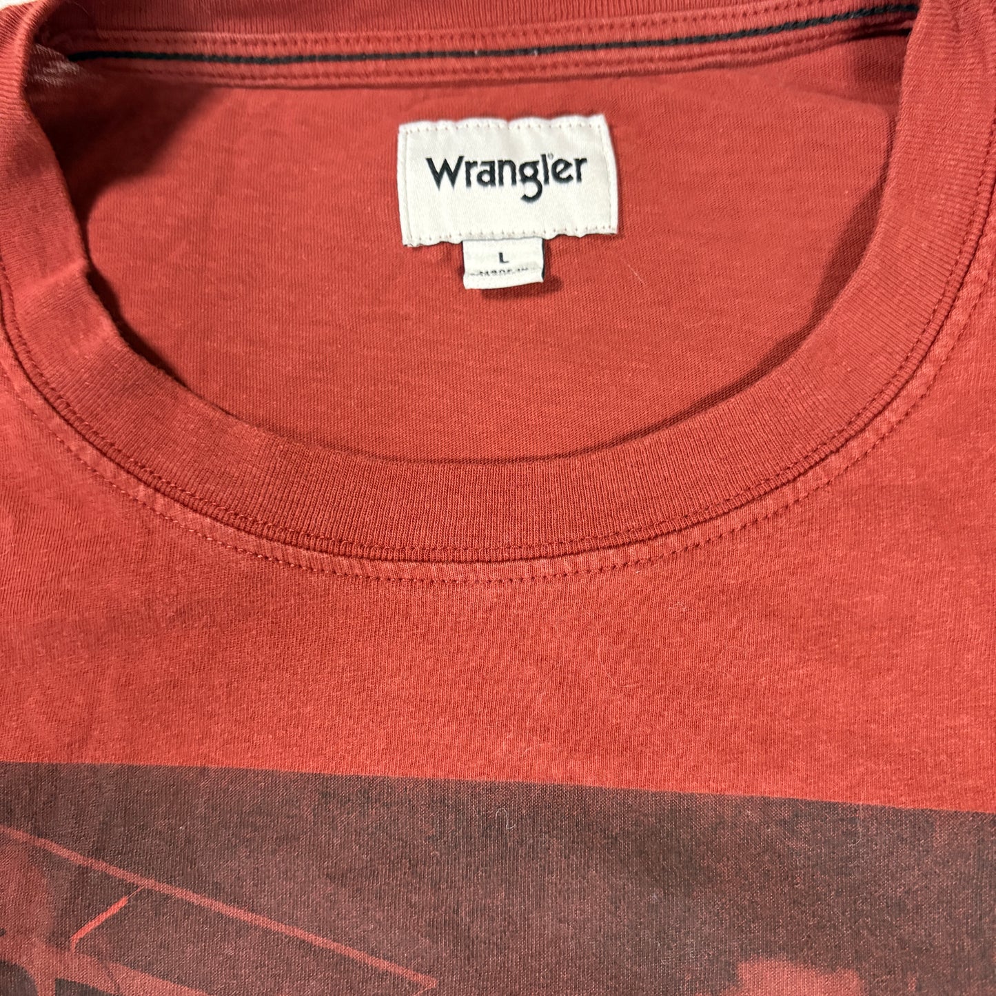 Wrangler T-Shirt Mens Large Red Graphic Tee Motel Western Cowboy Retro Style