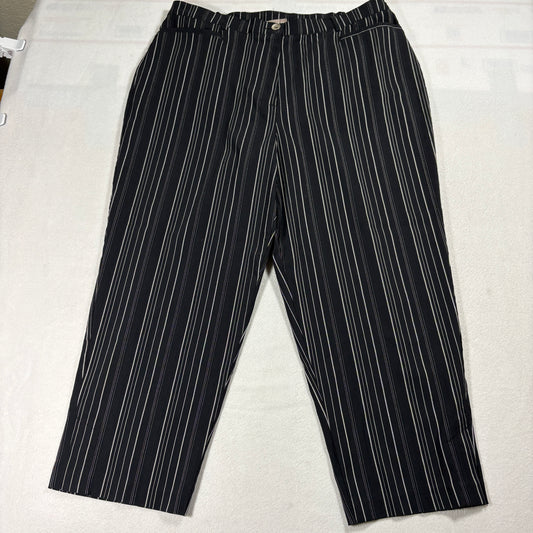 TanJay Pants Womens 16 Black White Striped Straight Leg Stretch Casual