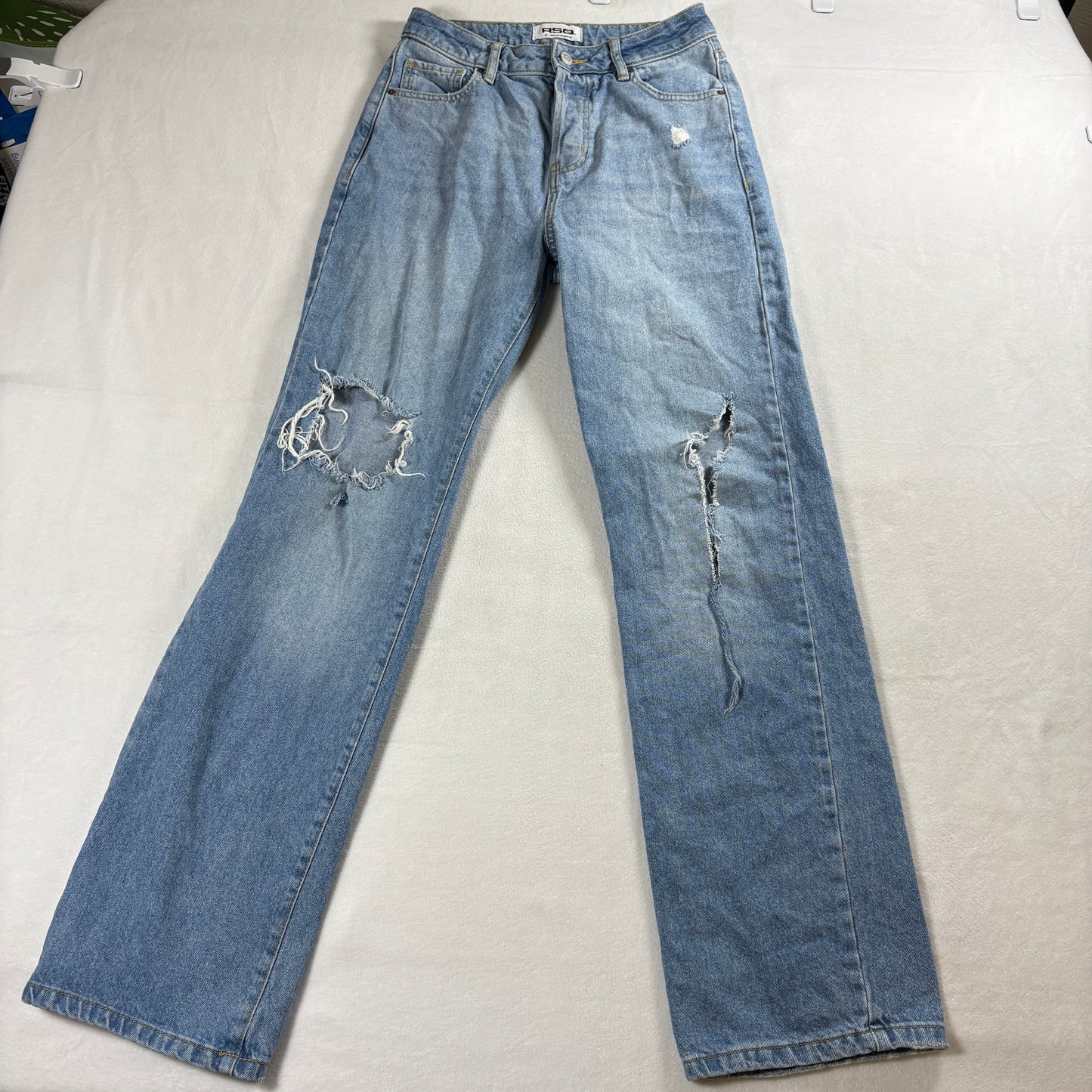 RSQ Jeans Womens 25 High Rise Straight Leg Distressed Y2K Skate Denim Vintage 90