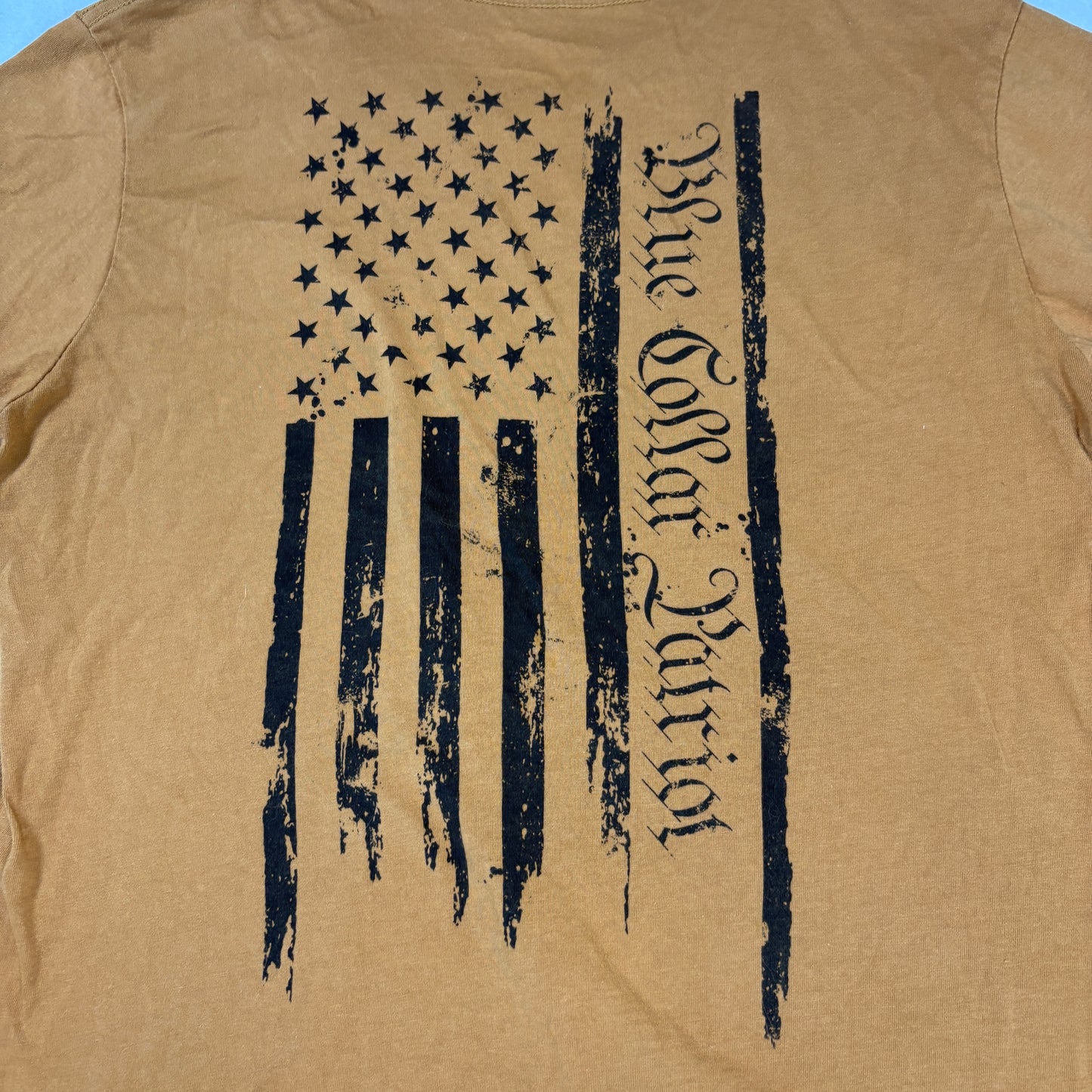 Howitzer T-Shirt Mens Large Brown Graphic Flag Blue Collar Patriot USA Tee