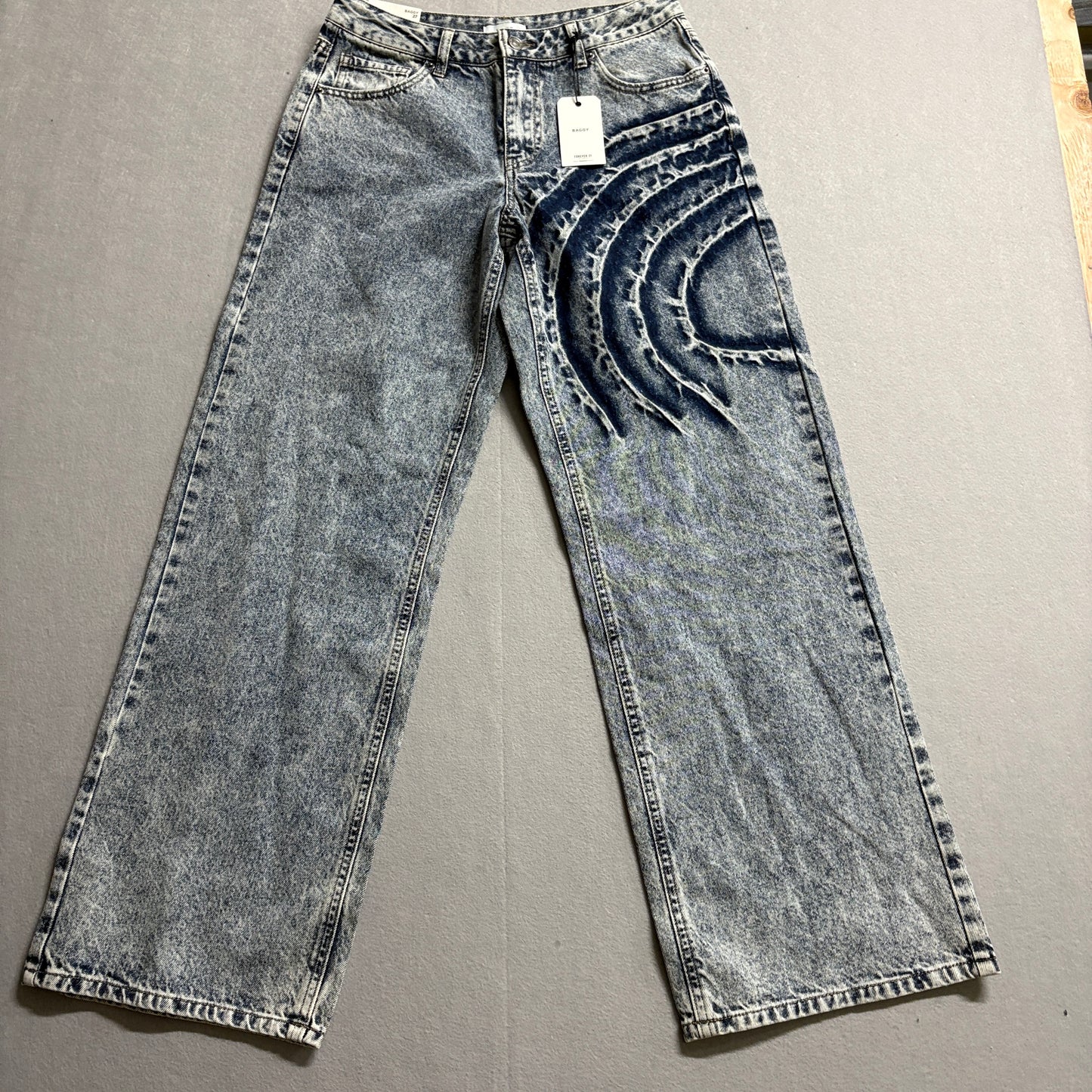 Forever 21 Baggy Jeans Mens 27x30 NWT Wide Leg Skater Y2K Light Wash fits 28x30