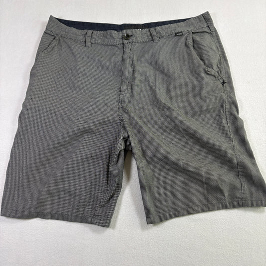 Hurley Mens Shorts 38 Black Gray Micro Check Casual Chino Golf Skate Y2K