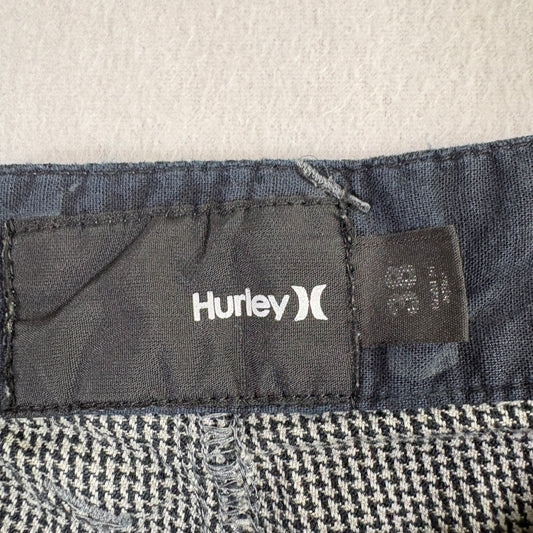 Hurley Mens Shorts 38 Black Gray Micro Check Casual Chino Golf Skate Y2K