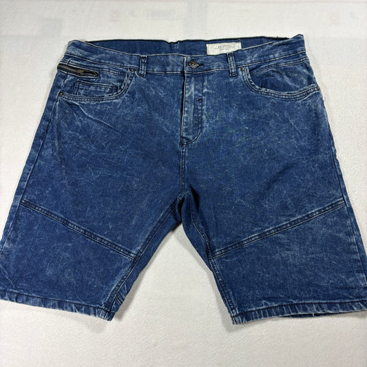 Six Lincoln Denim Shorts Mens 42 Blue Stretch Acid Wash Regular Fit Casual